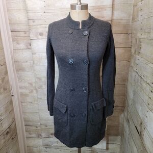 Women's Gray Double-Breasted Sweater